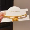 Pulseira de Segurança com Fecho de Segurança, Redonda com Contas Geométricas, Galvanizada a Ouro 24K Real, Estilo Vintage, Ecológica, Nicho, Joia de Luxo