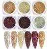 Nuevo brillo de uñas transfronterizo ins oro y plata lámina de oro seda platino fragmentos 6 rejillas en caja joyería de uñas uña