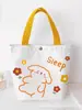 Bolsa de Lona Pintada à Mão Bolsa de Compras e Armazenamento para Passeios Bolsa de Mão Casual Portátil Bolsa de Presente Fofa de Desenho Animado Imprimível