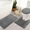 Juego de Baño de Tres Piezas de Terciopelo de Algodón con Espuma Viscoelástica, Hoja, Transfronterizo, Absorción de Agua, Alfombrilla Antideslizante para Piso, Alfombrilla para Inodoro