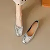 Nuevos Zapatos Planos de Ballet Versátiles Estilo Francés para Primavera 2025, Adecuados para Combinar con Faldas, Punta Cuadrada, Boca Baja, con Lazo, Zapatos de Mujer