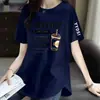 Camiseta de Manga Corta de Marca para Despacho de Comercio Electrónico Transfronterizo para Mujer Verano Cuello Redondo Holgada Tallas Grandes Ropa para Mujer MM Gordita Top Elegante que Reduce la Edad