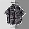 Camisa Flor de Anacardo Estilo Hong Kong Hombre Estilo Coreano Moda Suelta Estilo Japonés Retro Verano Rufián Guapo Camisa Hawaiana 1301