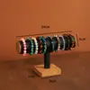 Soporte de Doble Capa Color Nogal para Pulseras para Uso Doméstico, Soporte para Pulseras y Gomas para el Cabello, Soporte de Exhibición para Cuentas de Oración Budistas, Estante de Almacenamiento para Joyería, Soporte de Exhibición para Accesorios