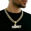 Letra de Hip-Hop Transfronteriza Dinero Colgante de Aleación Completo de Diamantes Cadena Cubana de Moda Europea y Americana Collar Personalizado Fabricante Mayorista