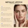 Batom Cremoso Metálico Zephoco Cuidado com os Lábios Leve Hidratante Colorido Brilhante Damasco Claro Maquiagem Labial