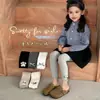 Pantalones Leggings de Algodón con Rayas Verticales, Borde de Madera con Orejas de Madera, Lazo, Pierna de Nueve Puntos para Bebés Niñas, Ropa de Otoño, Pantalones Versátiles para Usar Debajo de las Faldas
