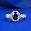 Anel Mu Jing Jewelry Clássico Europeu e Americano de Safira Sintética Oval 5*7mm, Popular no E-commerce Transfronteiriço e no Comércio Exterior