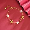 Nova Pulseira de Ouro de Areia Vietnamita Estilo Chinês Moda Pulseira de Flor Rosa com Gotejamento de Óleo Joia de Mão Feminina Transfronteiriça Sem Descoloração a Longo Prazo