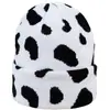 Outono e inverno Novo chapéu de tricô AliExpress transfronteiriço jacquard de leopardo chapéu de lã masculino e feminino ins casual padrão de leite chapéu para o frio