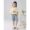 2026 Nuevo Estilo de Verano Camiseta de Moda de Algodón Puro de Manga Corta para Niñas, Niños Medianos y Grandes, Camiseta Básica Holgada con Estampado Lindo