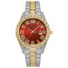 Reloj Hiphop Explosiones Europeas y Americanas Banda de Acero para Hombre Hiphop Diamantes Graduados Romanos Calendario Reloj de Cuarzo para Hombre