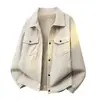 Chaqueta de trabajo para hombre con forro polar para primavera y otoño, popular en línea, 68% algodón, cuello camisero, corte holgado, elegante, talla grande, chaqueta casual de moda