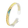 Pulsera de Plata Pura 9999 con Pintura Dorada de Paisaje de Mil Millas y Esmalte del Sutra del Corazón como Regalo para tu Novia