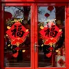 Decoraciones de Ventana con Carácter de Fortuna Rojo Día de Año Nuevo Festival de Primavera Decoración de Escaparate Pegatinas Estáticas de Vinil para Puerta de Vidrio