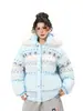 Chaqueta Cálida de Algodón con Estampado de Copos de Nieve Fair Isle Vintage para Mujer y Hombre, Abrigo de Invierno Grueso con Capucha y Cuello de Piel Nuevo