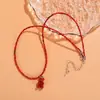 Colar de Contas de Arroz Ursinho Fofo Colar de Contas Coloridas Pingente Estilo Boêmio para Mulheres Europeias e Americanas Venda por Atacado