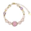 Exclusivo transfronterizo para 8 PCT pulsera de cristal rosa con incrustaciones de diamante, piedra natural arcoíris, pulsera femenina con cuentas, ajustable, en stock, al por mayor