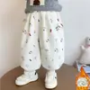 Pantalones de forro polar para niña, para otoño e invierno, mono de terciopelo para niño, pantalones de algodón nuevos 2026, pantalones largos deportivos gruesos para bebé