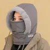 Gorro Lei Feng de Plumón para Mujer en Otoño e Invierno, Calentador de Cuello Engrosado Integrado, Gorro Cálido y a Prueba de Frío, Mascarilla Facial, Gorro Cortavientos para Ciclismo, para Hombre