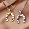 Colar Lele Jewelry Pingente de Ferradura Micro-Incustado Zircônia Moda Doce Nicho para Mulheres Coreano Retrô Joias Transfronteiriças