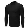 2025 Nuevo Comercio Exterior Otoño e Invierno Transfronterizo Casual para Hombre Color Sólido Cuello Alto Camiseta Camiseta Slim de Manga Larga para Hombre Camiseta Base