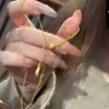Colar Gota de Nova Moda para Mulheres, Simples e Único Estilo Ins Pingente com Borla Dourada Corrente para Clavícula