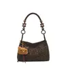 Bolsa de Mão Quadrada Pequena Estampa de Leopardo Moda Transfronteiriça para Mulheres Outono 2025 Nova Plissada Cor Bloqueada Luxo Leve Bolsa de Ombro/Axila