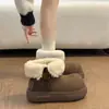 Botas de nieve de suela gruesa estilo Birkenstock para mujer, nueva colección invierno 2026, antideslizantes, forradas de felpa, cálidas, botines cortos, puntera extragrande, zapatos de algodón retro