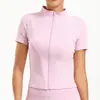 Chamarra de Yoga de Secado Rápido con Mangas Cortas para Mujer, Nuevo Estilo Verano 2026, Ajustada, Alta Elasticidad, Cuello Alto, Cremallera, Cárdigan Delgado