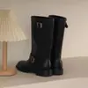 2026 Moda Coreana Otoño/Invierno Nuevas Botas Retro de Vaquero Occidental de Media Pantorrilla Tacón Grueso Botas de Moda Hebilla de Cinturón Botas de Caballero