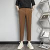 Pantalones de Hombre Verano Nueva Llegada Pantalones Recortados Pantalones de Traje Casual Rectos Slim-fit de Maniquí Seda de Hielo Delgados