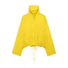 Roupas femininas europeias e americanas transfronteiriças, moda casual retrô de alta venda no AliExpress, sobretudo solto com zíper e gola alta