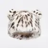 Chapéu Estampa Leopardo, Quente, Moderno e Versátil, Orelhas de Urso, Proteção contra Frio para Outono e Inverno, Pelúcia Espessa de Imitação de Pele, Doce e Descolado para Cross-Border