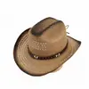 Estilo Nuevo Transfronterizo Sombrero de Paja Plegable Vaquero Occidental Estilo Étnico Sombrero de Protección Solar Sombrero para el Sol Sombrero de Jazz Europeo y Americano