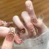 Set de 10 Uñas Azules Ojo de Gato Brillantes Hechas a Mano para una Hija Adinerada, Modernas y Populares, Realza el Cutis y la Elegancia, Uñas Portátiles al por Mayor