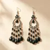 Aretes Étnicos de Cristal con Borla Larga, Personalizados con Fotografía de Rostro, Delgados y Exagerados, Joyería Bohemia para Turismo