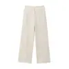 Nova Coleção Primavera 2025 Roupas Femininas Estilo Europeu e Americano Gola Redonda Cor Sólida Versátil Acabamento Dobrado Slim Fit Conjunto Calça Reta