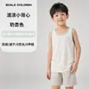 Colete Infantil Lyocell Algodão Classe A Colete para Meninos Malha Fina Respirável Sem Mangas para Roupa de Verão Infantil