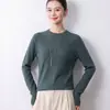 Nuevo suéter de punto para mujer de cuello redondo para otoño e invierno, estilo versátil listo para usar, adecuado como prenda exterior, de manga larga, se puede usar como capa base, suéter de color liso