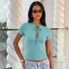 Ropa para Mujer Transfronteriza Estilo Europeo y Americano 2026 Primavera/Verano Nueva Versátil con Cordón Cuello Redondo Hueco Cintura Fruncida Top Camiseta