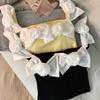 Camisola Amarilla con Volantes de Dopamina para Mujer Verano Tailandesa Dulce Hottie Top Tubo de un Hombro Hermosa