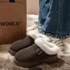 Chinelos de Algodão Femininos com Solado Grosso e Biqueira Fechada 2026 Novo Estilo Outono/Inverno Para Casa Com Pelúcia Quente Sensação de Pisar na Merda Sapatos de Algodão para Casa para Mulheres
