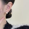 Pendientes de cuentas de oro champán estilo retro francés, elegantes pendientes de lujo ligeros de nicho a la moda, pendientes sencillos de perlas pequeñas para mujer
