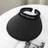 Sombrero de Sol de Goma Negra para Mujer Verano Anti-ultravioleta Sombrero de Sol Sombreado para la Cara Ala Grande Sombrero Vacío Sombrero de Paja Sombrero para el Sol