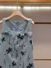 Shenzhen Nanyou Roupas Femininas de Alta Qualidade Verão Novo Estiloso Chique Senso de Design Bordado Flor Laço Vestido Colete