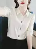 Nova Camisa Listrada de Sete Mangas para Mulheres Primavera e Outono, Elegante, Rejuvenescedora, Emagrecedora, Versátil, Tamanho Plus, Designer, Fashion