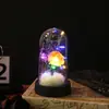 Cúpula de Vidro com Flor Eterna Iluminada Presente de Dia dos Namorados para Namorada Ornamentos Criativos de Acrílico para Mesa