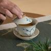 Mesa de hielo de estilo chino nuevo pintada a mano bambú tres cubierta Cai Tazón de cerámica color bajo cubierta tetera para literatos pequeña capacidad para el hogar