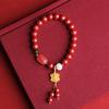 Pulsera de diseño DIY de arena imperial de alto contenido de cinabrio y dos oros, pulsera de cera de abeja natural de nicho para mujer, venta al por mayor